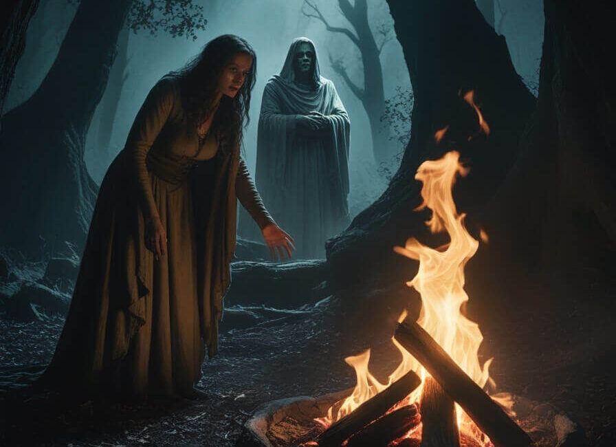 A história de Saul e a Bruxa de Endor está no Primeiro Livro de Samuel, capítulo 28, versículos 3–25